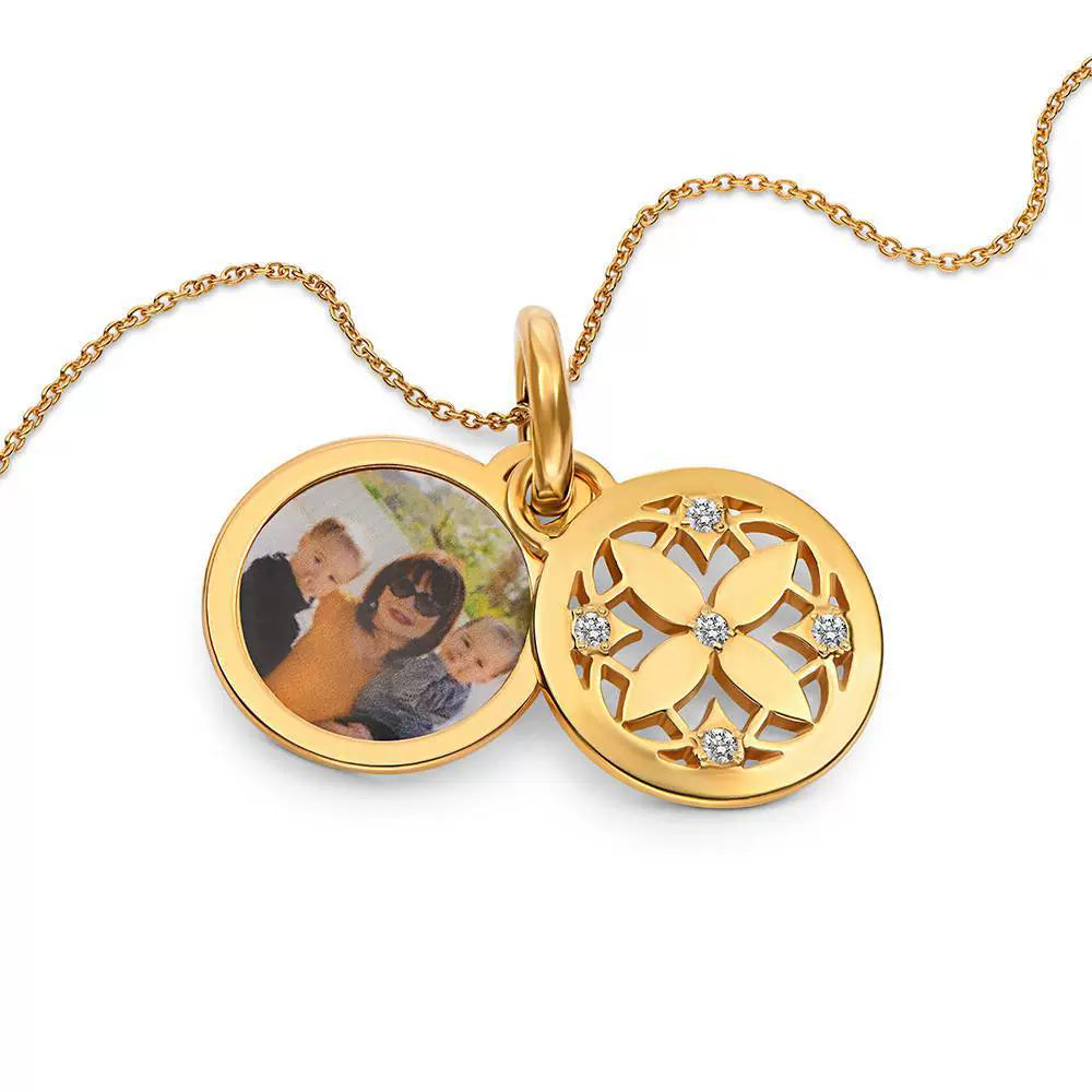 Custom Pave Locket Necklace, Multiplate Family Photo , Personalized Gift For New Mom, Grandma Gift