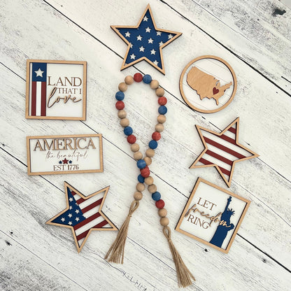 Rustic Fourth Of July Tiered Tray Decor