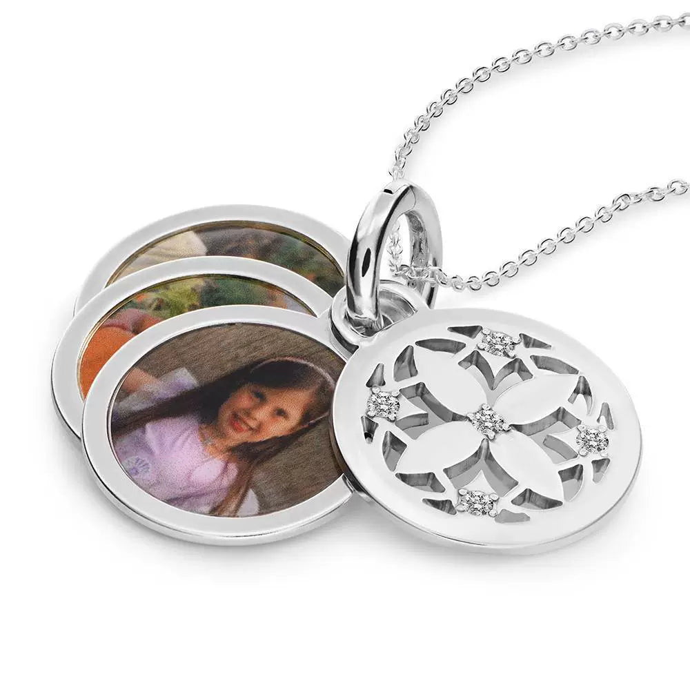 Custom Pave Locket Necklace, Multiplate Family Photo , Personalized Gift For New Mom, Grandma Gift