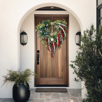 🔥Flash Sale-80% Off🔥Patriotic Americana Wreath: Rustic Red, White, and Blue Fourth of July Decoration