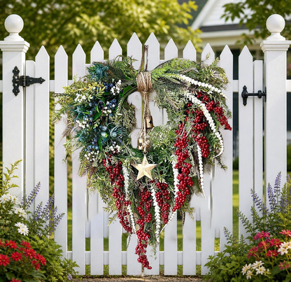 🔥Flash Sale-80% Off🔥Patriotic Americana Wreath: Rustic Red, White, and Blue Fourth of July Decoration